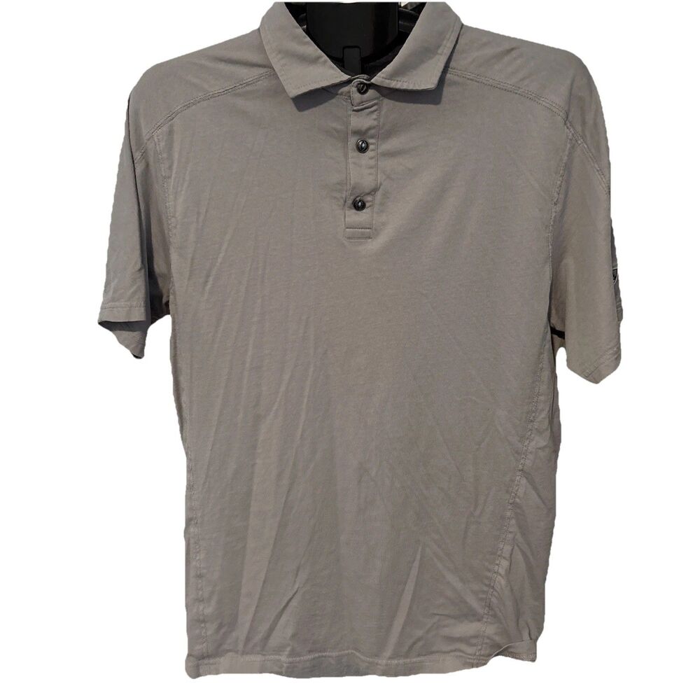 Kuhl Shirt Mens Large Gray Polo Wildfibre Short Sleeve Organic Cotton Outdoors